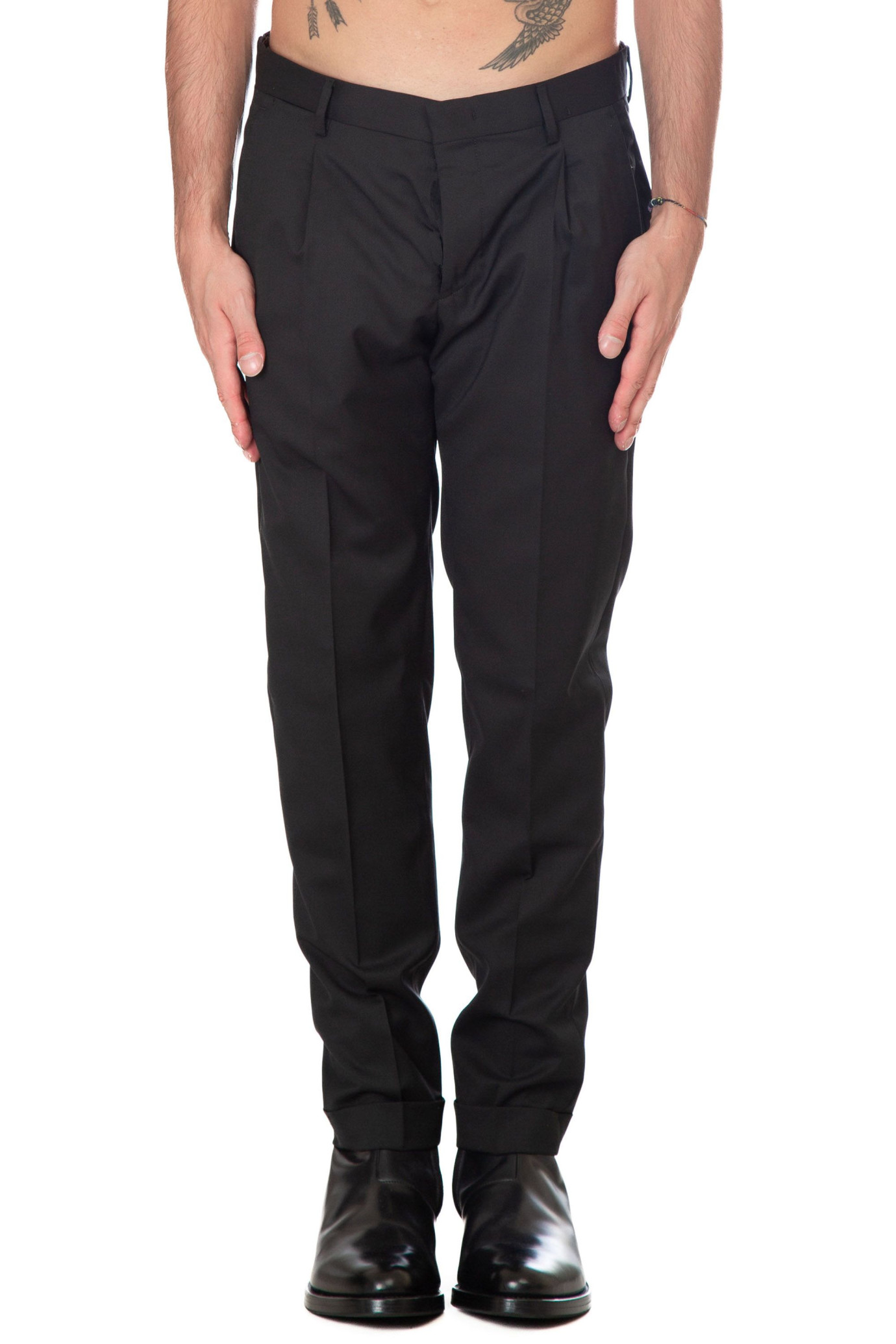 Tiberio Pleated Pants NERO