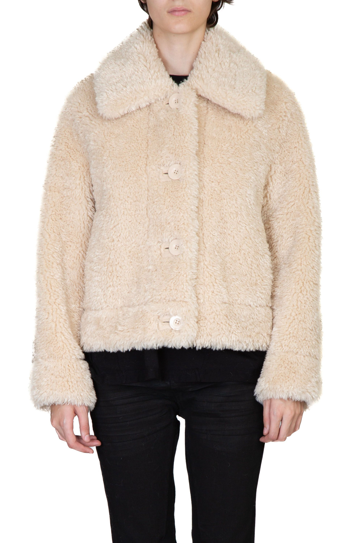 Melina Furry Faux Shearling Jacket BIANCO