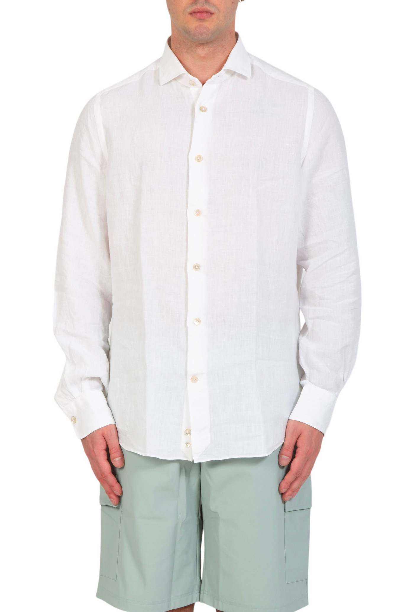 Garment Dyed Linen Shirt BIANCO