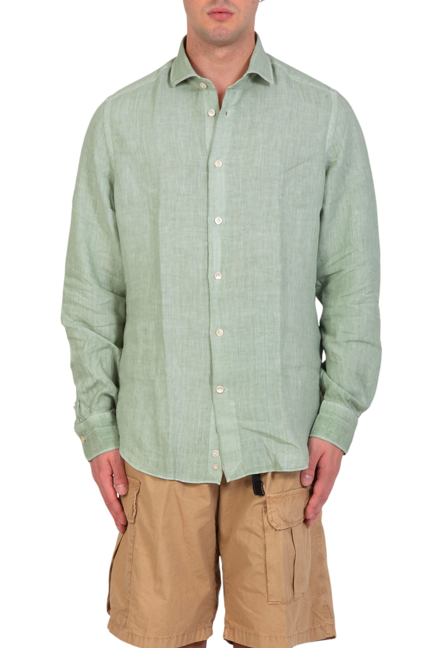 Garment Dyed Linen Shirt VERDE