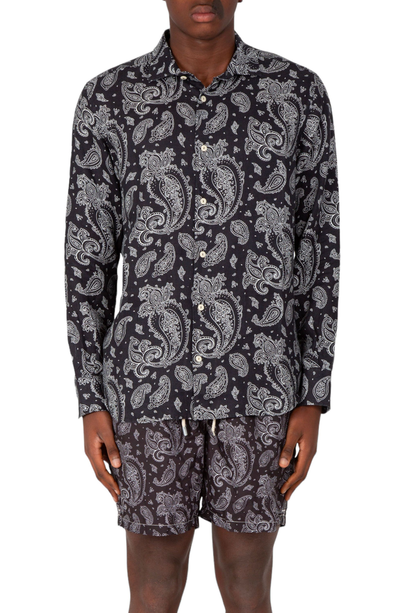 Paisley Linen Shirt NERO